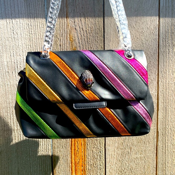 Kurt Geiger handbag crossbody metallic stripes black - Picture 1 of 16